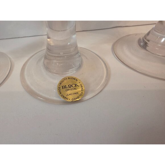 Block Crystal Hand Blown Wine Glasses Set Of 3 Painted Grapevine Design 8.75" - Picture 2 of 6